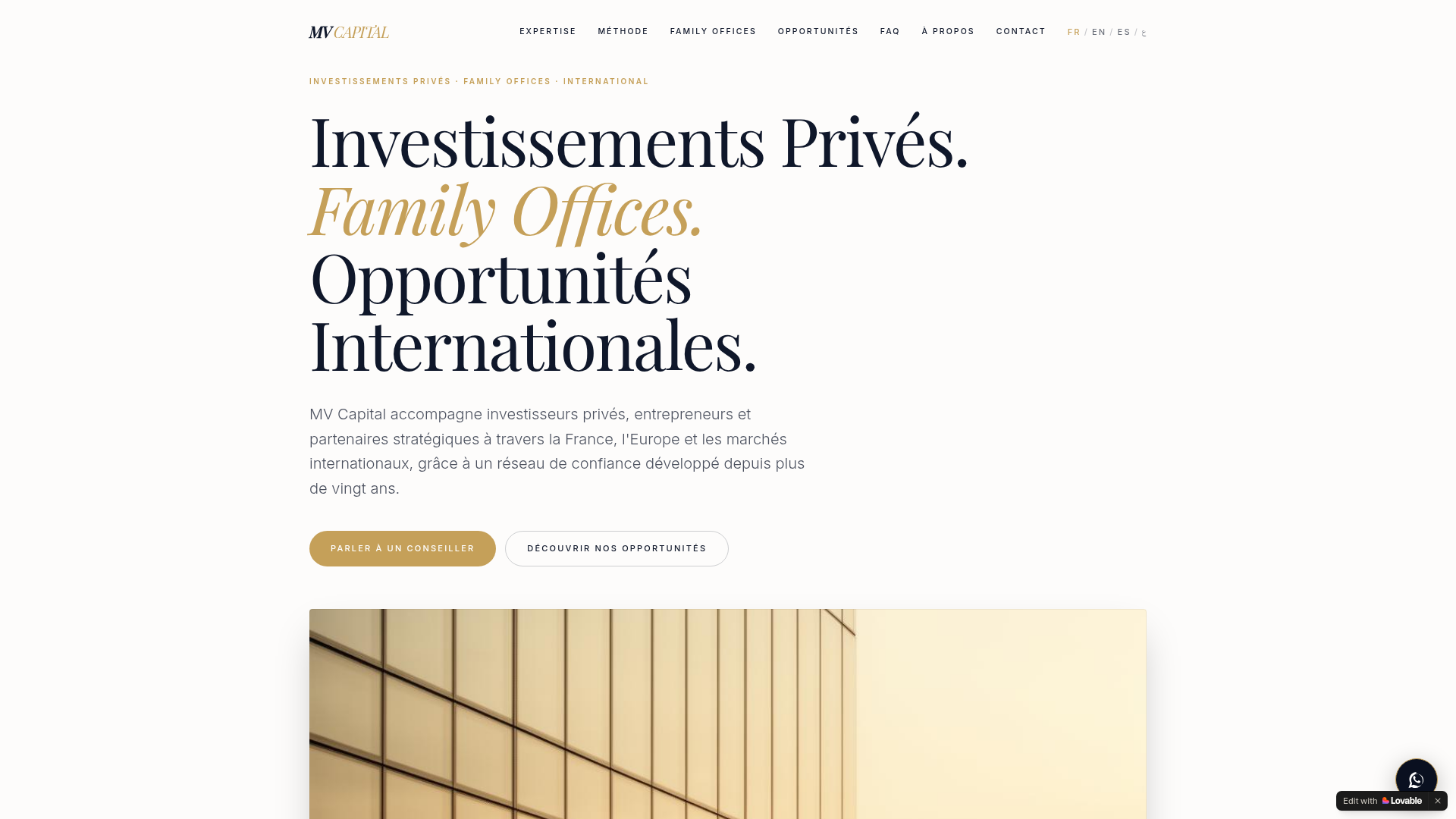 MV Capital — site web réalisé par MV Communication